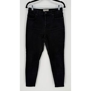 EVERLANE HIGH RISE SKINNY ANKLE JEANS ZIP FLY DISTRESSED WASHED BLACK SIZE 29